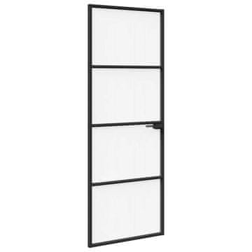 Vidaxl Vhodna vrata 76 x 201,5 x 3,5 cm Aluminij in kaljeno steklo