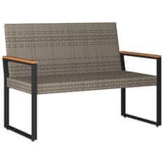Vidaxl Zunanja klop Siva in temno siva 107 x 61 x 80 cm poli ratan