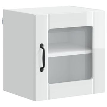 Vidaxl Stenski stekleni omarica LUCCA Bela visok sijaj 40 x 31 x 40 cm