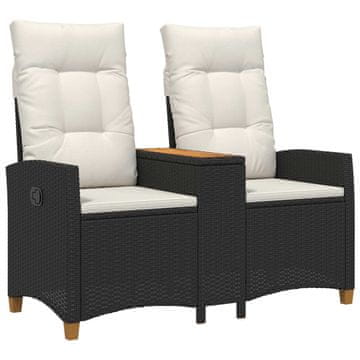 Vidaxl Zložljiva klop s tabelo Črna in krem bela 126 x 65 x 112 cm