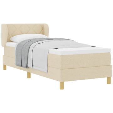 Vidaxl Postelja z vzmetnico z vzglavjem krema 80 x 200 cm blago