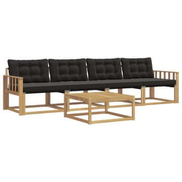 Vidaxl Zunanja garnitura za sedenje 5 szt. Bela in črna 79 x 79 x 37 cm
