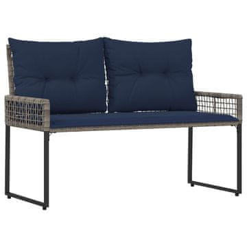 Vidaxl Zunanja klop z blazino Siva in mornarska 118 x 55 x 82 cm