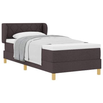 Vidaxl Postelja z vzmetnico z vzglavjem Temno rjava 90 x 200 cm blago