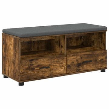 Vidaxl Haldna klop z blazino s polico Dimljeni Hrast 100 x 38 x 46 cm