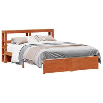 Vidaxl Konstrukcija postelje z vzglavjem Voskast rjav 150 x 200 cm