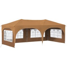 Vidaxl Zložljivi šotor za zabave 574 x 289 x 245 cm Bež Oxford tkanina