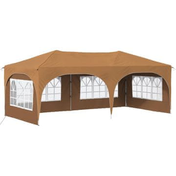 Vidaxl Zložljivi šotor za zabave 575 x 288 x 245 cm Bež Oxford tkanina