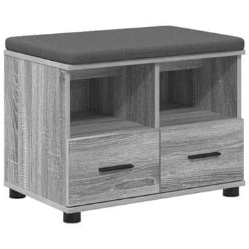 Vidaxl Haldna klop z blazino s predalom Siva Sonoma 60 x 38 x 46 cm