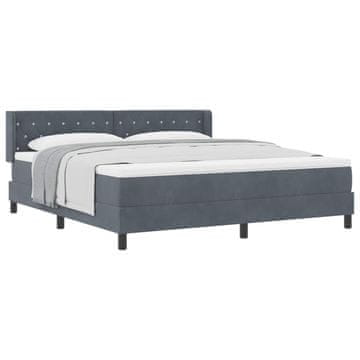 Vidaxl Postelja z vzmetnico z vzglavjem Temno siva 200 x 180 cm Žamet
