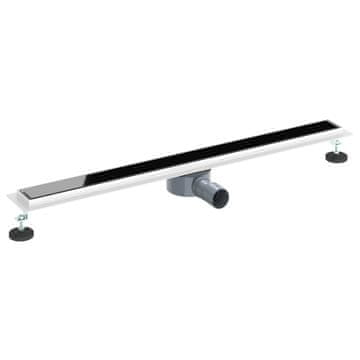 Vidaxl Tuš odtok Stekleni pokrov s 360° sifonom Črna 90 cm