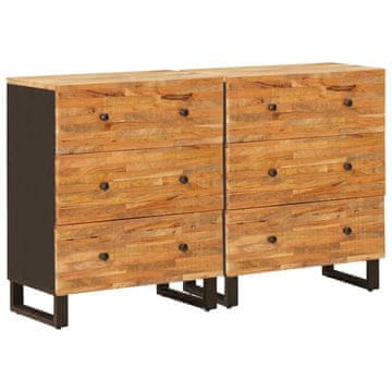 Vidaxl Strani šal 2 kos 60 x 33 x 75 cm Masiven les manga Rjava