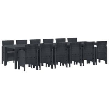 Vidaxl Komplet za jedilnico v vrtu 13 szt. Antracit Polt rattan