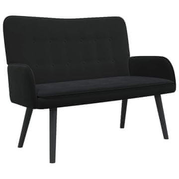 Vidaxl Kavč za 2 osebi Črna 115 x 61 x 87 cm Žamet