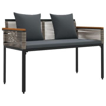 Vidaxl Zunanja klop Siva in temno siva 117 x 54 x 74.5 cm poli ratan