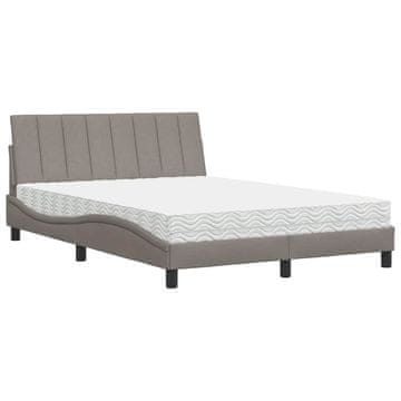 Vidaxl Postelja z vzmetnico Hanko taupe 140x190 cm blago