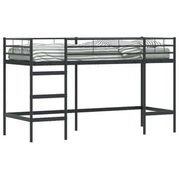 Vidaxl Postelja z loft tipom za otroke Črna 90 x 190 cm Jeklo