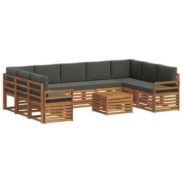 Vidaxl Sedežne garniture z blazino 10 szt. Naravna in antracitna