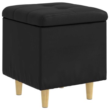 Vidaxl Ottoman s shranjevanjem Črna 40 x 40 x 45 cm Umetna koža