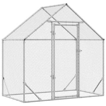 Vidaxl Kletka za piščance srebrna 170 x 100 x 177 cm Cinkana jeklena