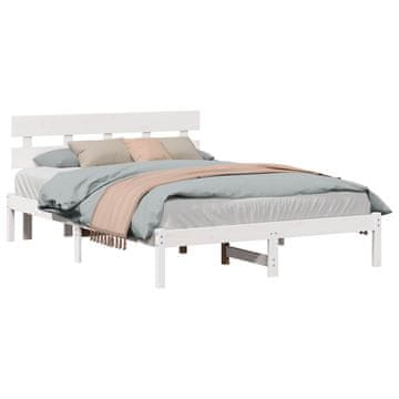 Vidaxl Konstrukcija postelje Bela 150 x 200 cm Trden borov les