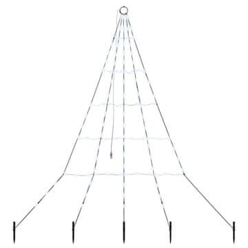Vidaxl LED božično drevo z zemeljskimi ostrimi Hladno bela 182 cm
