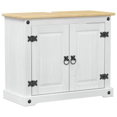 Vidaxl Omarica za umivalnik Bela 73 x 33 x 60 cm Masivno borovo les