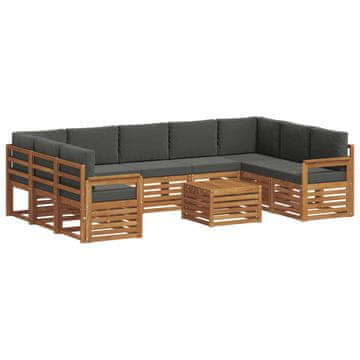 Vidaxl Sedežne garniture z blazino 10 szt. Naravna in antracitna