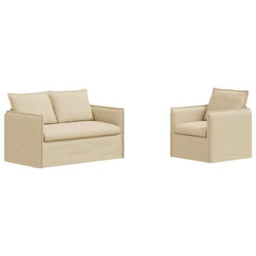 Vidaxl Kavčna garnitura 2 szt. Krem 136 x 82 x 85 cm Blago