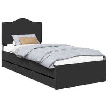 Vidaxl Konstrukcija postelje Črna 90 x 200 cm Inženirsko leseno