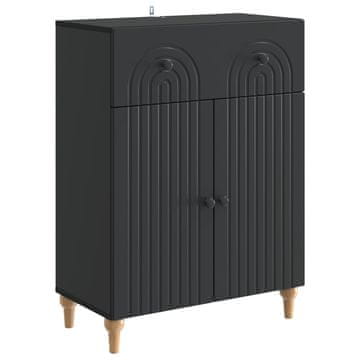 Vidaxl Strani šal s predalom Črna 66 x 34,5 x 90 cm Inženirski les