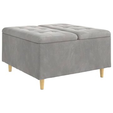 Vidaxl Ottoman s shranjevanjem Svetlo siva 80 x 80 x 45 cm Žamet