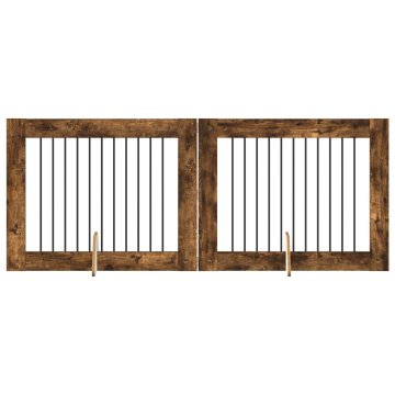 Vidaxl Vrata za pse z stojali 2 szt. Dimljen hrast 100 x 80 cm