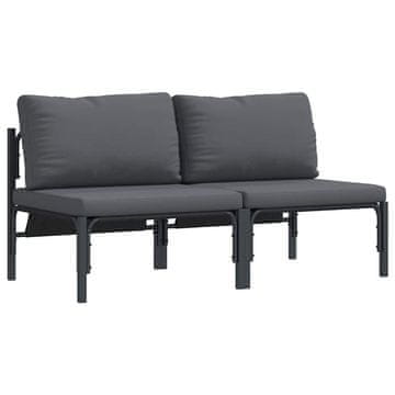 Vidaxl Zunanja Pohištvo z blazino 2 Kos Antracit 80 x 80 x 71 cm Jeklo