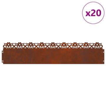 Vidaxl Robniki za trato 20 szt. Rjav 103 x 0,05 x 22 cm