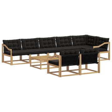 Vidaxl Zunanja garnitura za sedenje 9 szt. Bela in črna 79 x 79 x 37 cm
