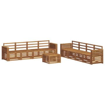 Vidaxl Sedežne garniture 9 szt. Naravna Masiven les akacije