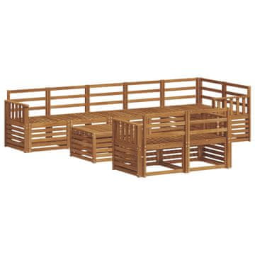 Vidaxl Sedežne garniture 9 szt. Naravna Masiven les akacije