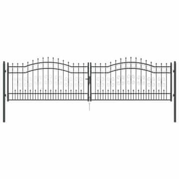 Vidaxl Vrat z konico KAMPEN 404 x 100 cm Jeklo Siva Zaklenljivo