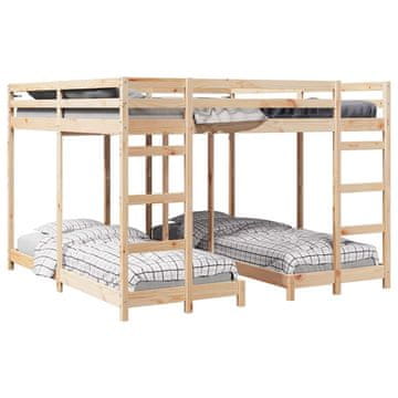 Vidaxl Okvir trojne postelje Naravna 80 / 200 x 200 cm