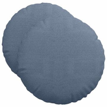 Vidaxl Sedežne blazine 2 kos Žametna tkanina Modra Premer 50 x 19 cm