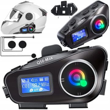 Verkgroup Aku. LED RGB Q58max bluetooth motoristični radijski interkom LCD