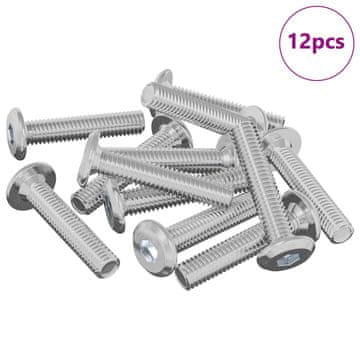 Vidaxl Zaklepni vijak Enobarvno 12 szt. srebrna M6 x 30 mm Jeklo