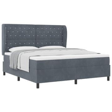 Vidaxl Postelja z vzmetnico z vzmetnico Temno siva 200 x 180 cm Žamet