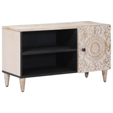 Vidaxl TV omarica s polico Bela 80 x 31,5 x 46 cm Masiven les manga