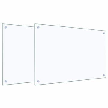 Vidaxl Kuhinjski panel 2 szt. Transparentno 90 x 60 cm kaljeno steklo