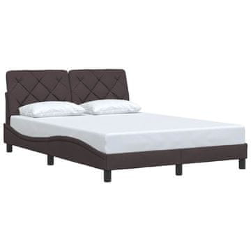 Vidaxl Posteljni okvir brez vzmetnice temno rjav 140x190 cm blago