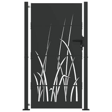 Vidaxl Vrtna vrata Črna 110 x 205 cm Jeklo s prašnim premazom