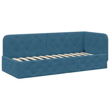 Vidaxl Kotna postelja Modra 80 x 200 cm Žamet
