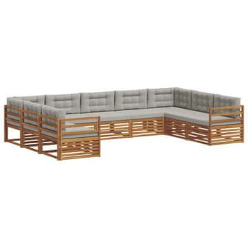 Vidaxl Zunanja garnitura za sedenje 9 szt. Naravna in svetlo siva